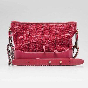 Chanel Pink Tweed and Leather Small Gabrielle Hobo Bag